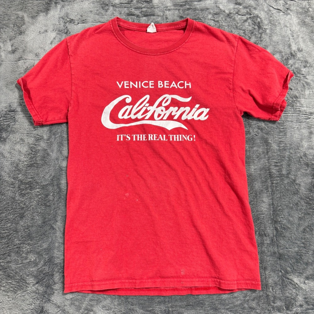 Fruit of the Loom Venice Beach California T-Shirt Mens Small Red